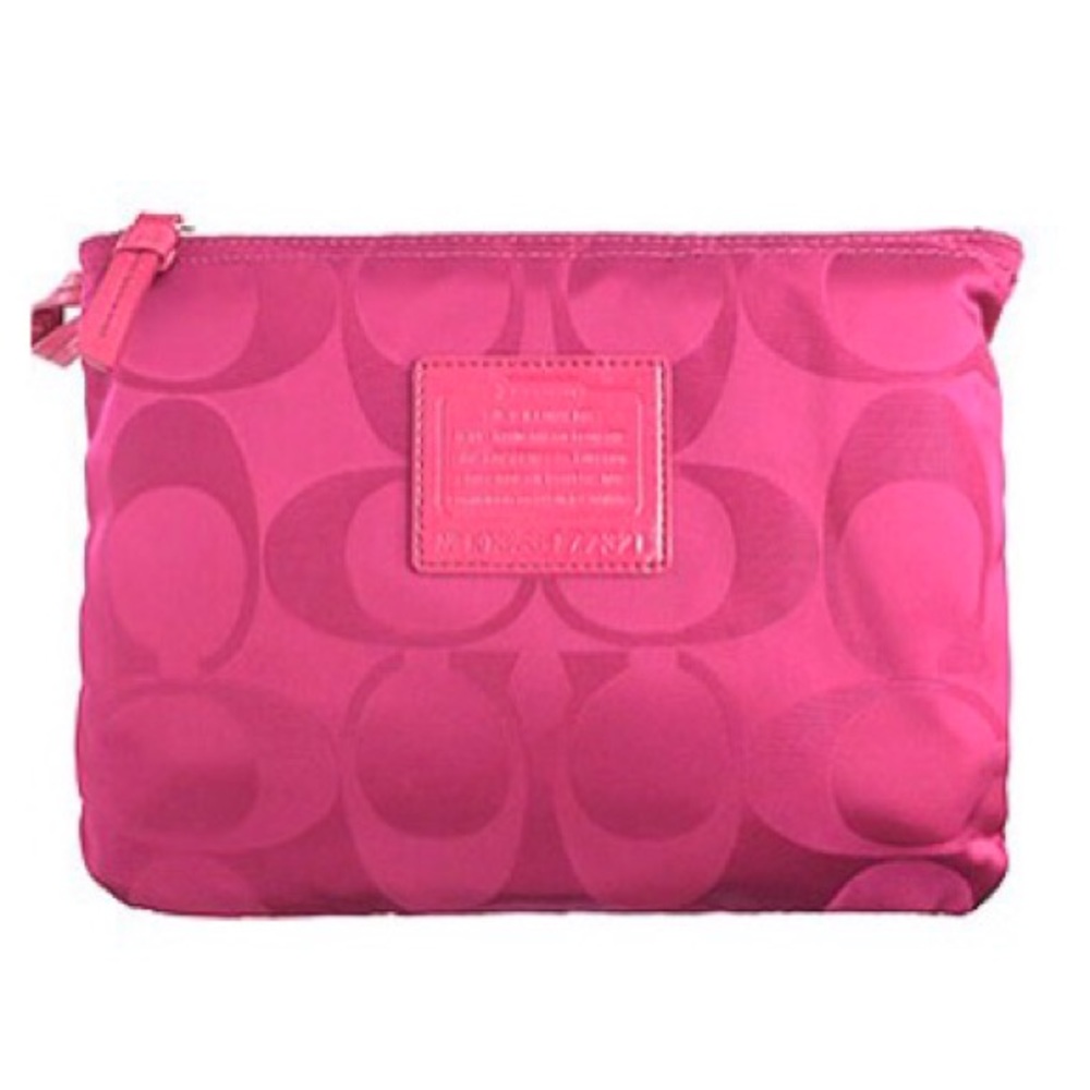 🆕 Coach Signature Nylon Weekender Pocket Hot Pink